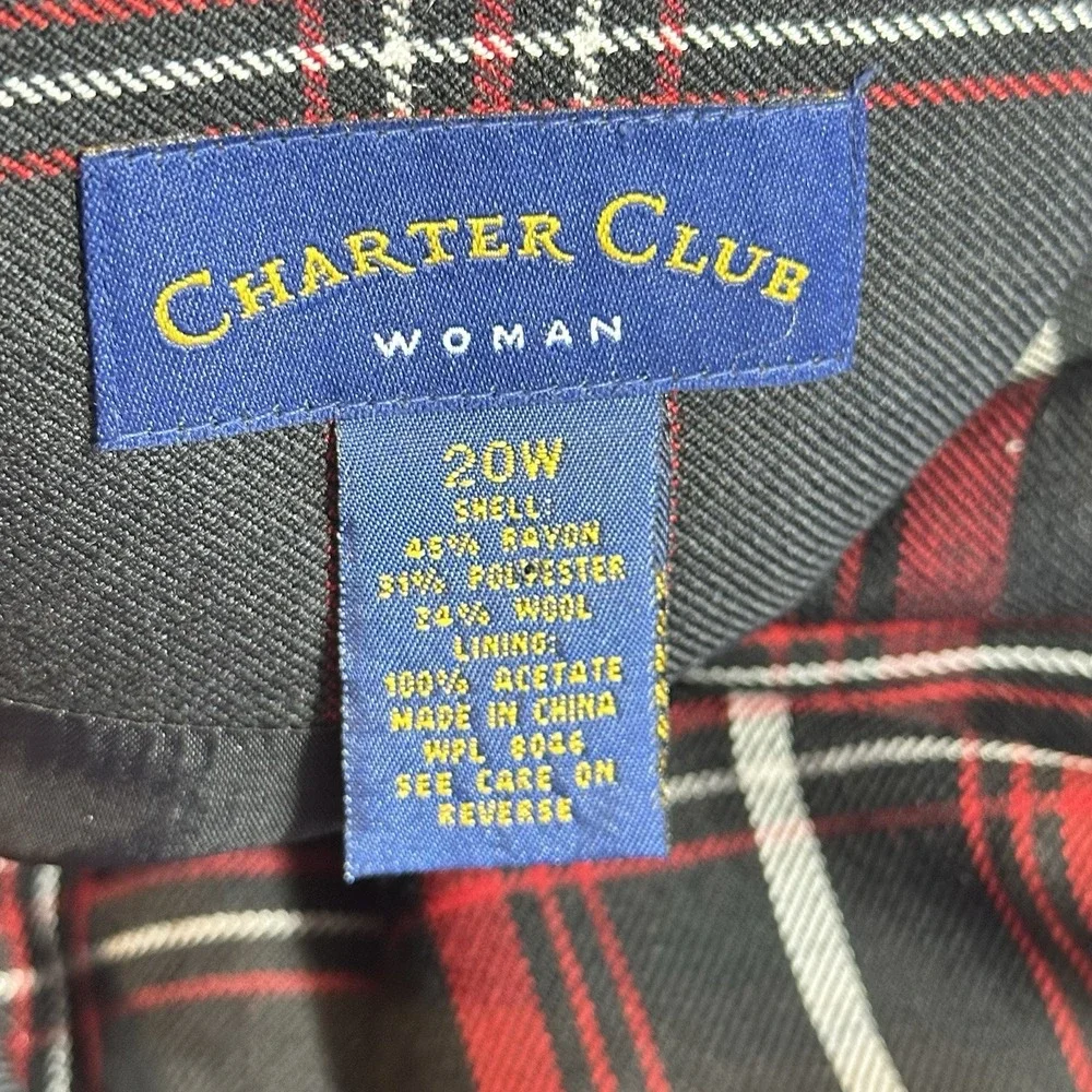 Charter Club Plaid Wool Blend Midi Skirt‎ Dark Academia Preppy Office
